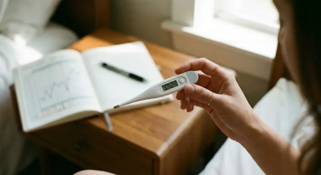 مقياس حرارة رقمي لتتبع درجة حرارة الجسم الأساسية وعلامات التبويض