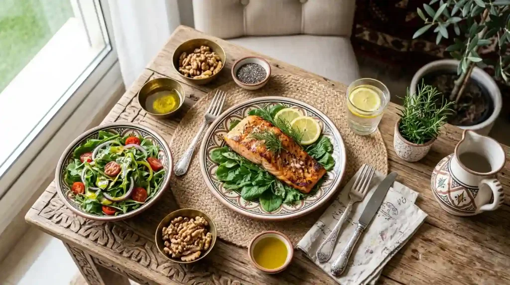 Arab diet rich in Omega-3 and DHA to support fetal brain and eye development at week 26.